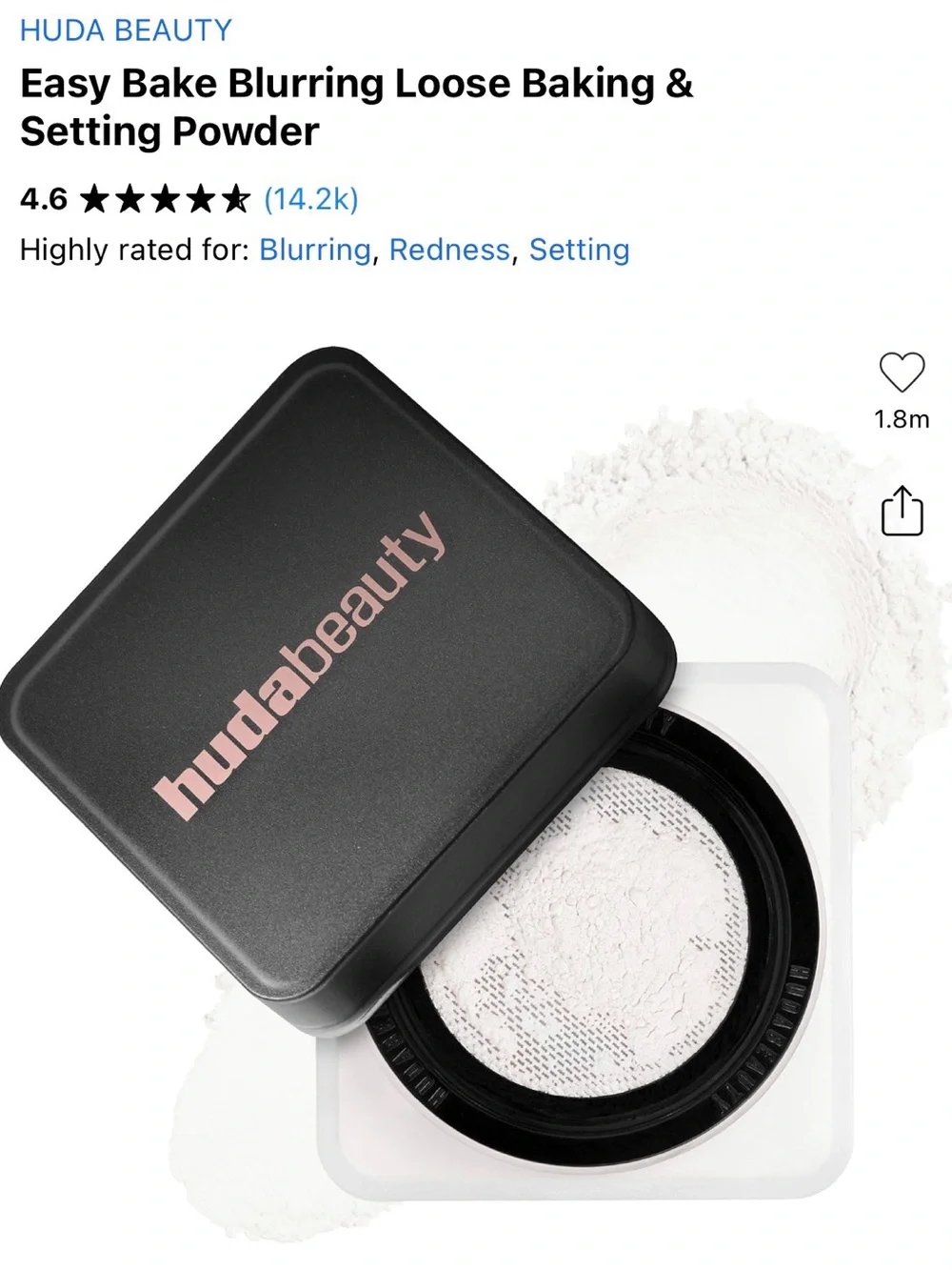 Huda Beauty Easy Bake Blurring Loose Setting Powder — White